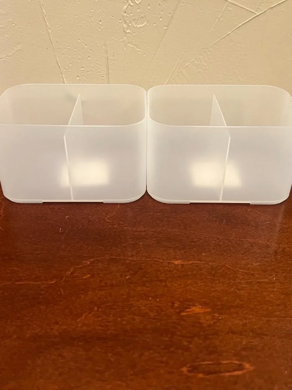 NEW Set of 3 Frosted Plastic Storage Bins w/ Dividers Multi-Purpose Organizer
